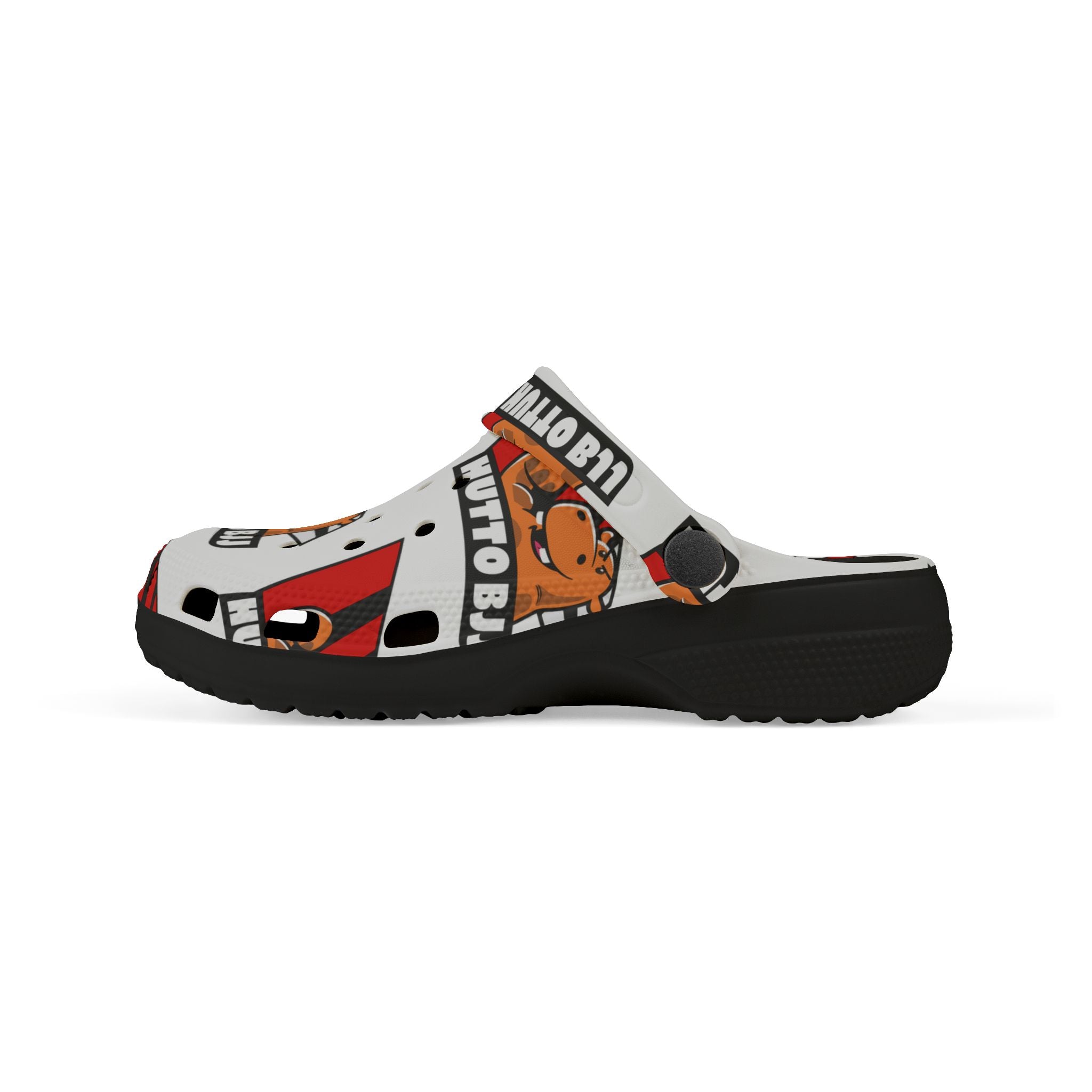 Kids Foam Clogs — Cute Hippo Graphic "Hutto BJJ" All-Over Print