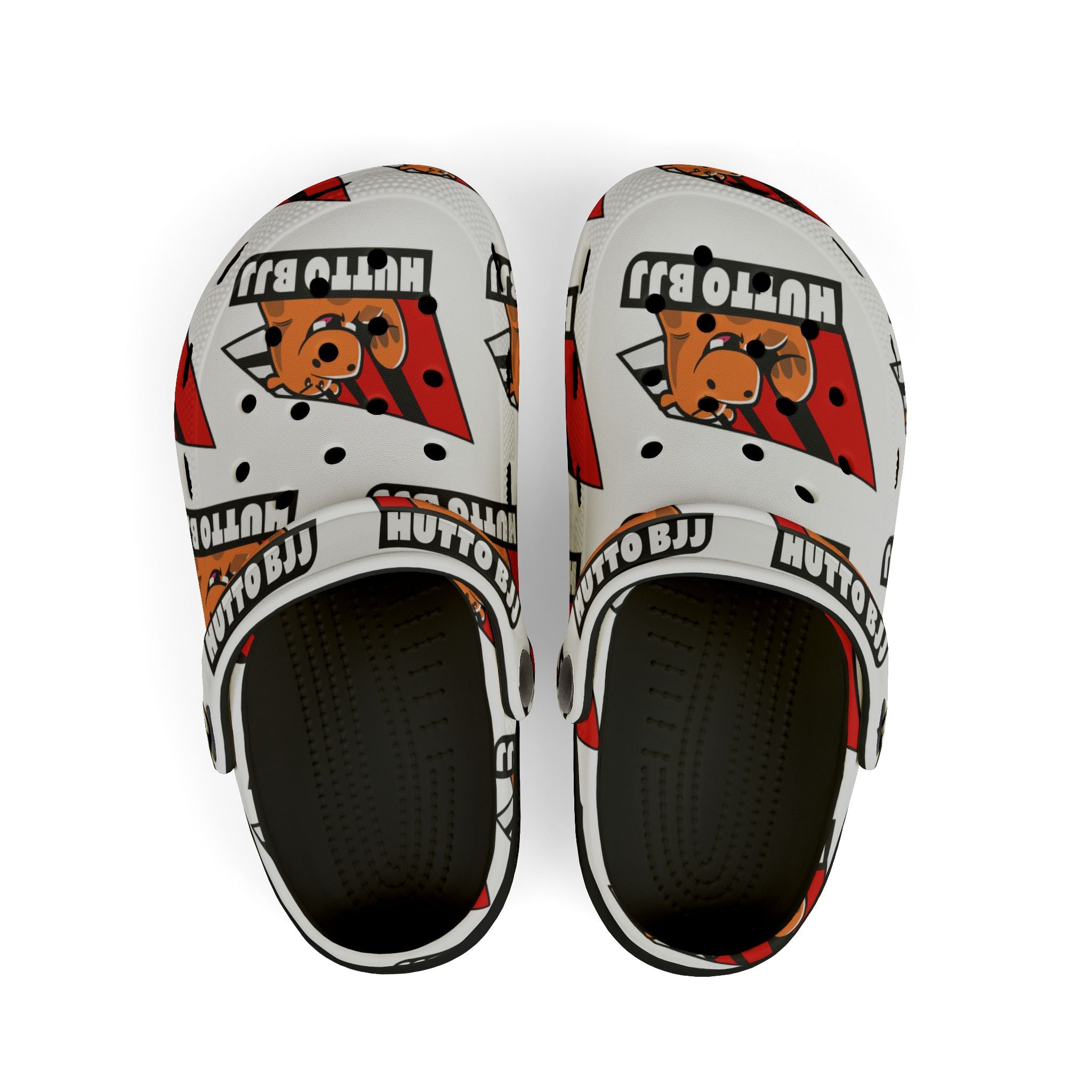 Kids Foam Clogs — Cute Hippo Graphic "Hutto BJJ" All-Over Print