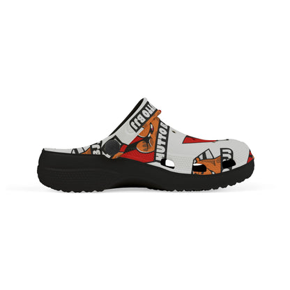Kids Foam Clogs — Cute Hippo Graphic "Hutto BJJ" All-Over Print